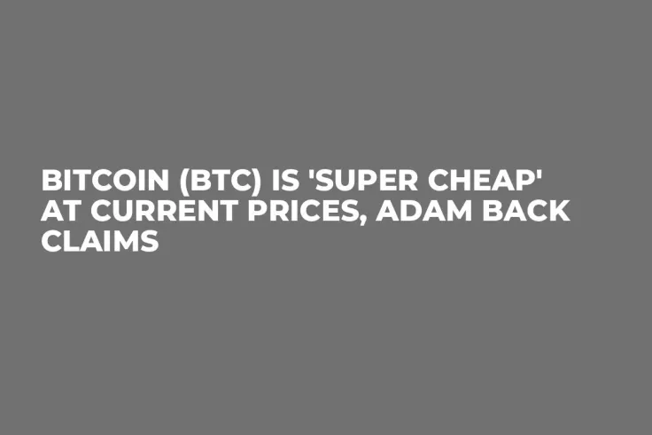 Bitcoin (BTC) Is 'Super Cheap' at Current Prices, Adam Back Claims