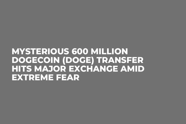 Mysterious 600 Million Dogecoin (DOGE) Transfer Hits Major Exchange Amid Extreme Fear