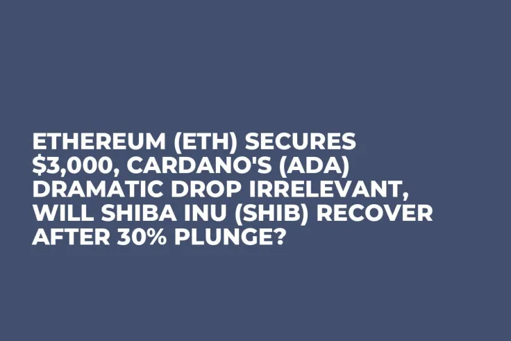 Ethereum (ETH) Secures $3,000, Cardano's (ADA) Dramatic Drop Irrelevant, Will Shiba Inu (SHIB) Recover After 30% Plunge?