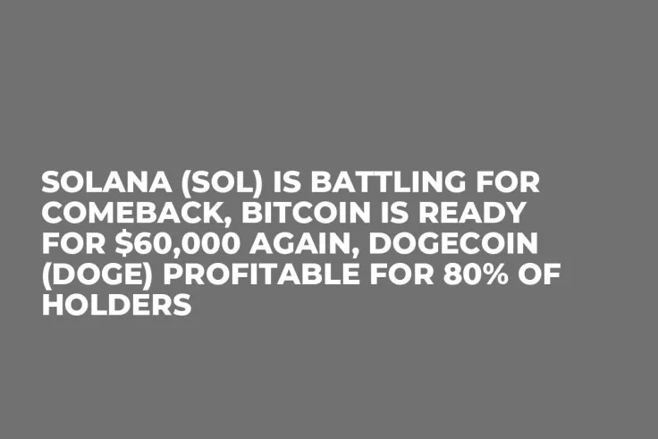 Solana (SOL) Is Battling for Comeback, Bitcoin Is Ready for $60,000 Again, Dogecoin (DOGE) Profitable for 80% of Holders