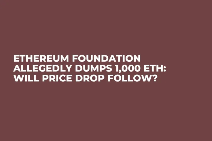 Ethereum Foundation Allegedly Dumps 1,000 ETH: Will Price Drop Follow?