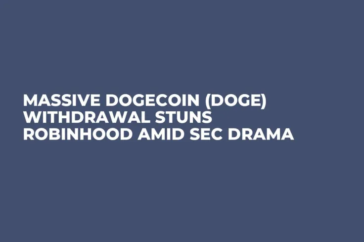 Massive Dogecoin (DOGE) Withdrawal Stuns Robinhood Amid SEC Drama