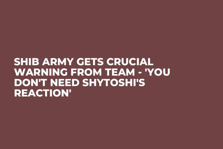 SHIB Army Gets Crucial Warning From Team - 'You Don't Need Shytoshi's Reaction'