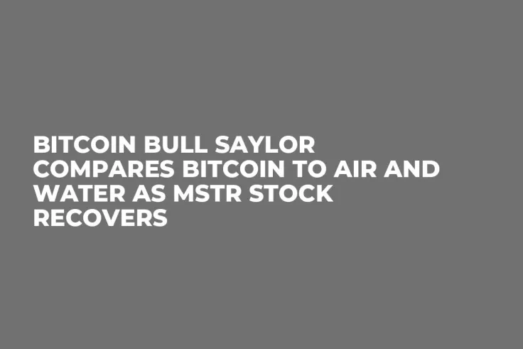 Bitcoin Bull Saylor Compares Bitcoin to Air and Water as MSTR Stock Recovers
