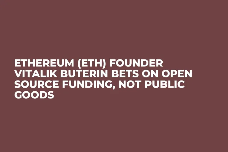 Ethereum (ETH) Founder Vitalik Buterin Bets on Open Source Funding, Not Public Goods