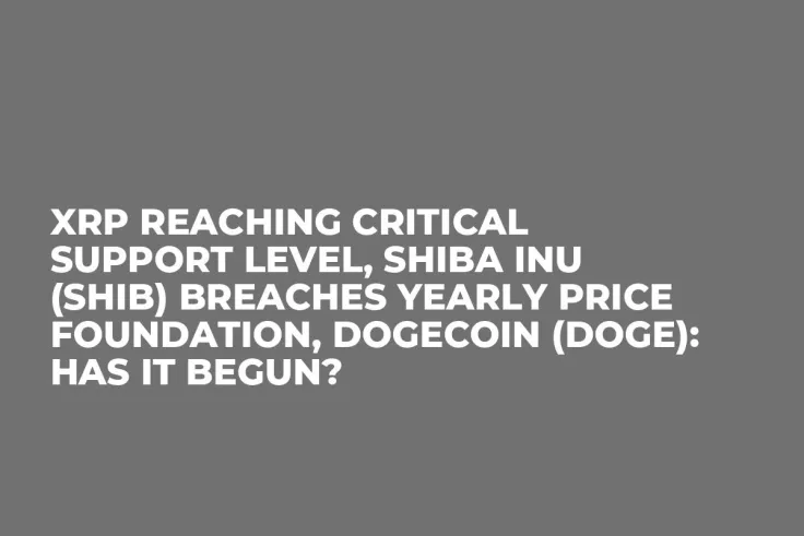 XRP Reaching Critical Support Level, Shiba Inu (SHIB) Breaches Yearly Price Foundation, Dogecoin (DOGE): Has It Begun?