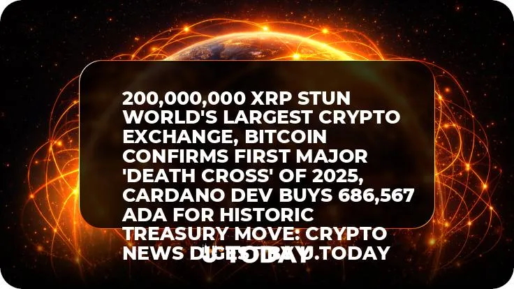 200,000,000 XRP Stun World's Largest Crypto Exchange, Bitcoin Confirms First Major 'Death Cross' of 2025, Cardano Dev Buys 686,567 ADA for Historic Treasury Move: Crypto News Digest by U.Today