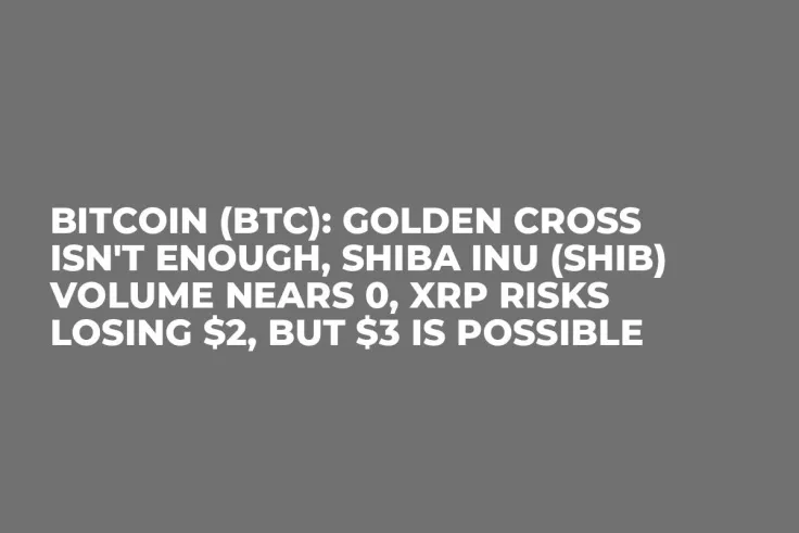 Bitcoin (BTC): Golden Cross Isn't Enough, Shiba Inu (SHIB) Volume Nears 0, XRP Risks Losing $2, but $3 is Possible