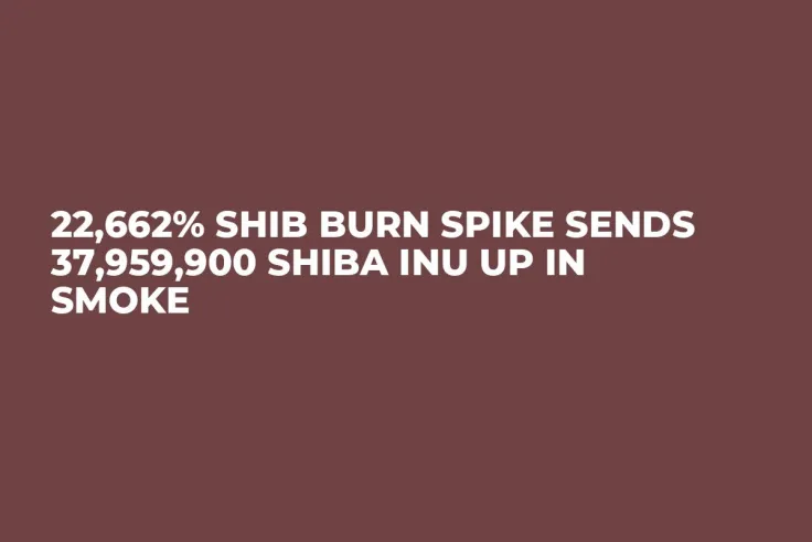 22,662% SHIB Burn Spike Sends 37,959,900 Shiba Inu Up in Smoke