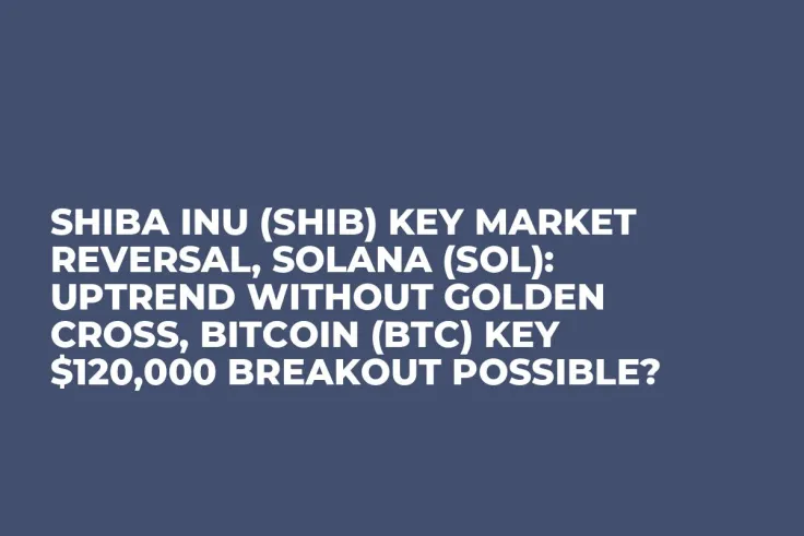 Shiba Inu (SHIB) Key Market Reversal, Solana (SOL): Uptrend Without Golden Cross, Bitcoin (BTC) Key $120,000 Breakout Possible?