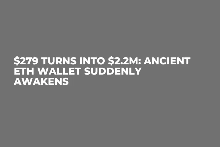 $279 Turns Into $2.2M: Ancient ETH Wallet Suddenly Awakens