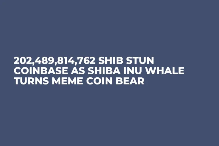 202,489,814,762 SHIB Stun Coinbase as Shiba Inu Whale Turns Meme Coin Bear