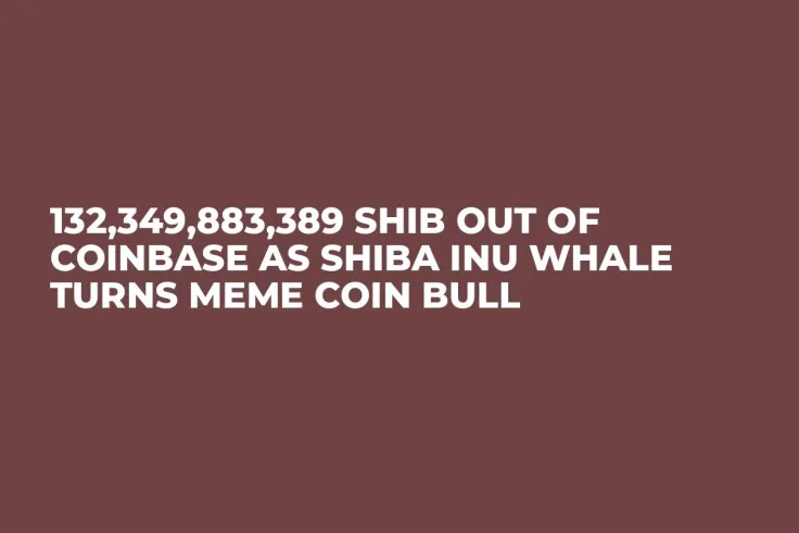 132,349,883,389 SHIB out of Coinbase as Shiba Inu Whale Turns Meme Coin Bull