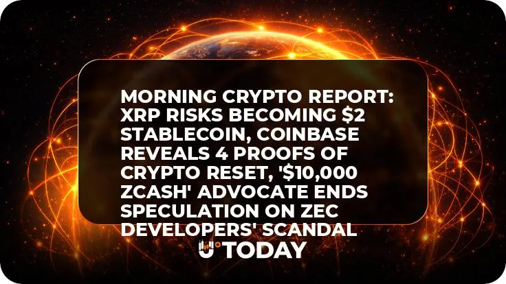 Morning Crypto Report: XRP Risks Becoming $2 Stablecoin, Coinbase Reveals 4 Proofs of Crypto Reset, '$10,000 Zcash' Advocate Ends Speculation on ZEC Developers' Scandal