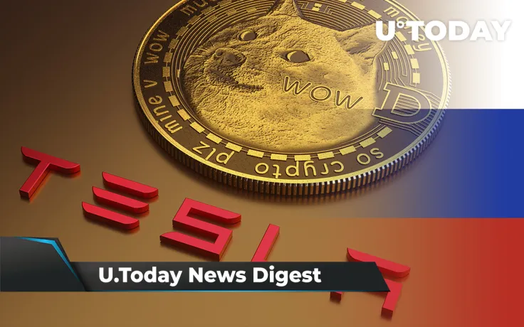 $850 Million Worth of DOGE Shifted Before Tesla’s Announcement, Russia Mulls Crypto Ban, 90 Million XRP on the Move: Crypto News Digest by U.Today