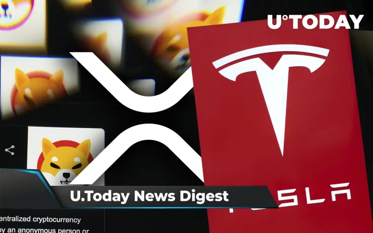 SHIB Price Surges 25%, Tesla Reports Holding $2 Billion Worth of BTC, XRP Outperforms Top 10 Cryptos: Crypto News Digest by U.Today