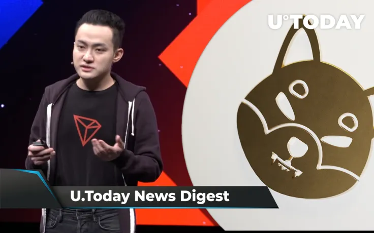Justin Sun Sends $55 Million to Binance, Steven Cooper Says How Much SHIB Needs to Be Burned: Crypto News Digest by U.Today