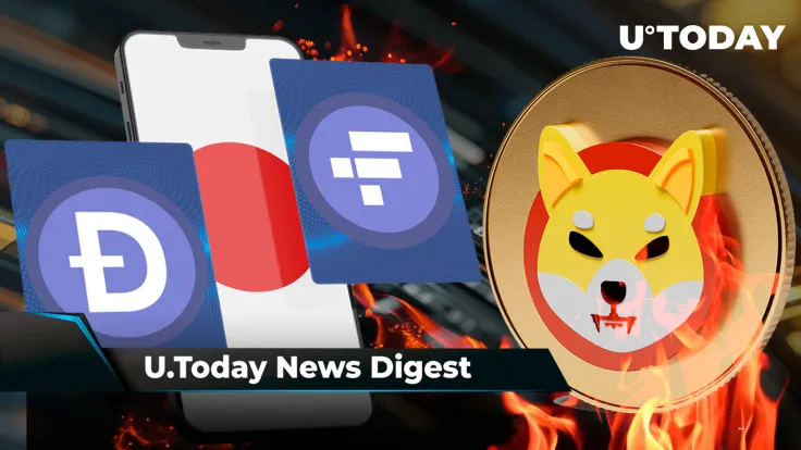 DOGE Available on FTX Japan, SHIB Burn Rate Surges 155%, Cardano Hit 13,000 GitHub Commits in June: Crypto News Digest by U.Today