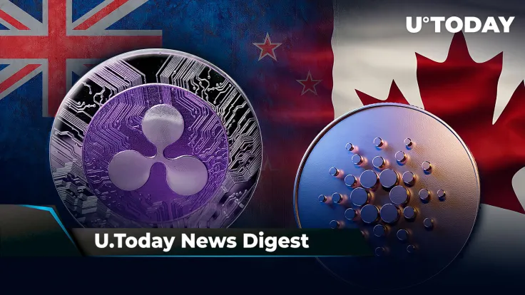 ADA Trades on Canada’s Biggest Exchange, Ripple Expands to New Zealand, Grayscale’s BTC Fund Reaches Record Discount: Crypto News Digest by U.Today
