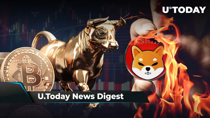 BONE Price Spikes 20%, SHIB Burn Rate up 889%, BTC Experiences “Most Bullish Thing” Ever: Crypto News Digest by U.Today