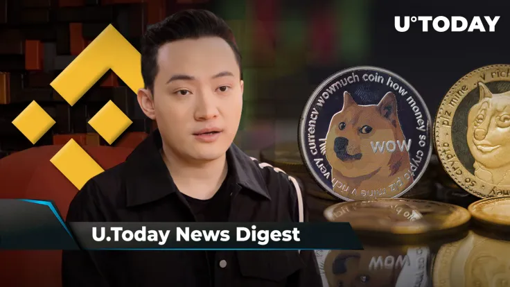 Justin Sun Moves $50 Million to Binance to Support ETH, Ripple CTO Declares NFT Revolution on XRP Ledger, DOGE Spiked 115% Last Week: Crypto News Digest by U.Today