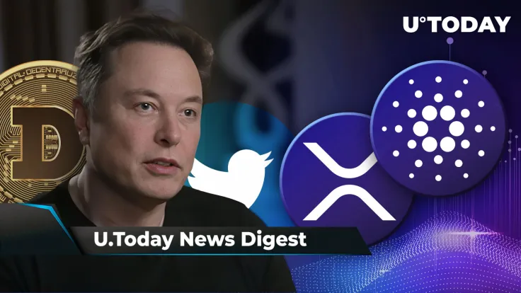 Elon Musk’s Intriguing Tweet Draws Attention of DOGE Army, XRP and ADA Global Acceptance Goes Next Level: Crypto News Digest by U.Today