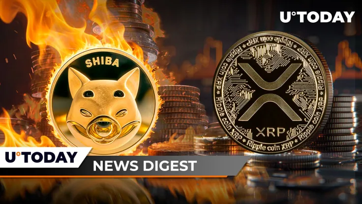 Shiba Inu Burn Rate Skyrockets 545%, 52 Million XRP Shifted in 13 Hours, Toncoin Surges 170% in Volume: Crypto News Digest by U.Today