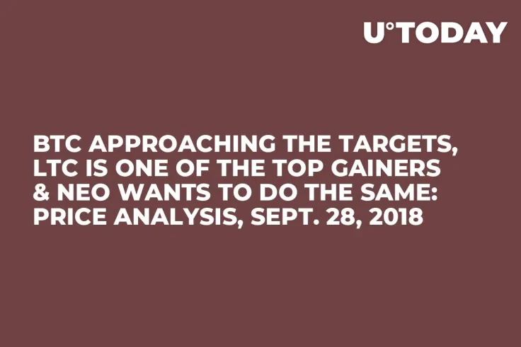 BTC Approaching the Targets, LTC Is One Of the Top Gainers & NEO Wants to Do the Same: Price Analysis, Sept. 28, 2018