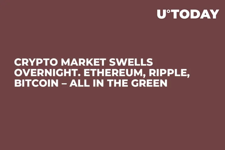 Crypto Market Swells Overnight. Ethereum, Ripple, Bitcoin – All in the Green