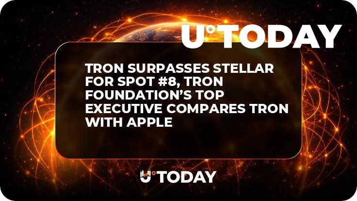 Tron Surpasses Stellar for Spot #8, Tron Foundation’s Top Executive Compares Tron with Apple