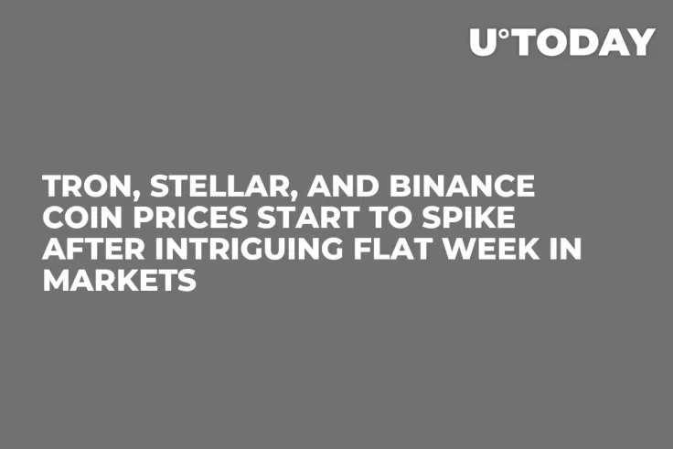 Tron, Stellar, and Binance Coin Prices Start to Spike After Intriguing Flat Week in Markets