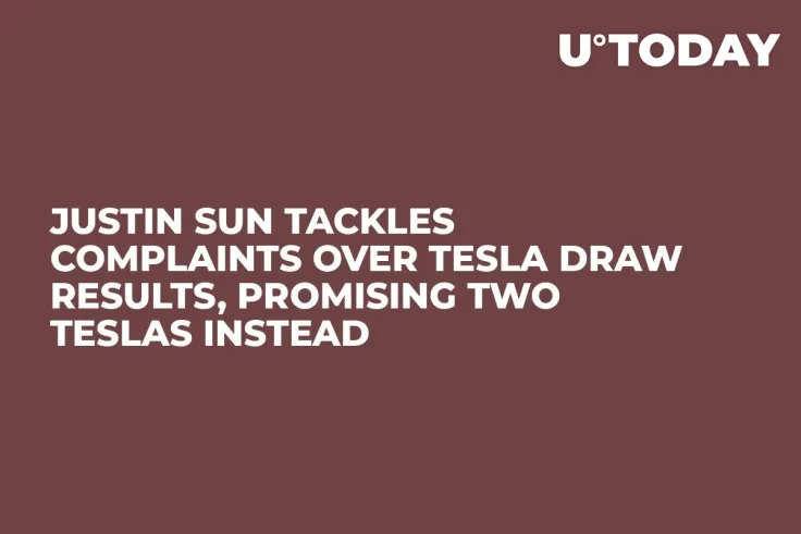 Justin Sun Tackles Complaints over Tesla Draw Results, Promising Two Teslas Instead