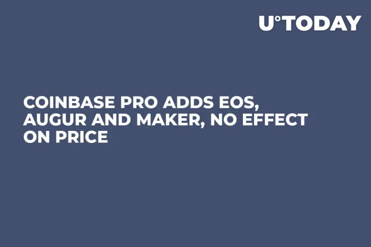 Coinbase Pro Adds EOS, Augur and Maker, No Effect on Price 
