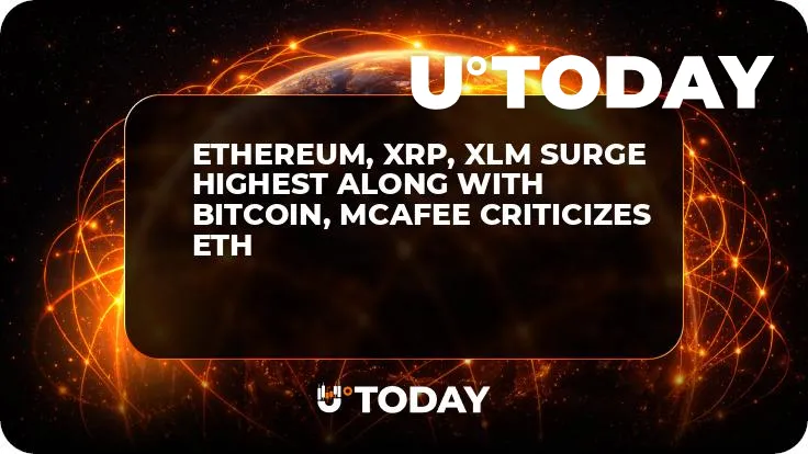 Ethereum, XRP, XLM Surge Highest Along with Bitcoin, McAfee Criticizes ETH