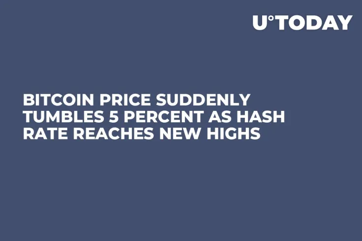 Bitcoin Price Suddenly Tumbles 5 Percent as Hash Rate Reaches New Highs