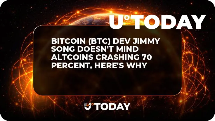 Bitcoin (BTC) Dev Jimmy Song Doesn't Mind Altcoins Crashing 70 Percent, Here's Why