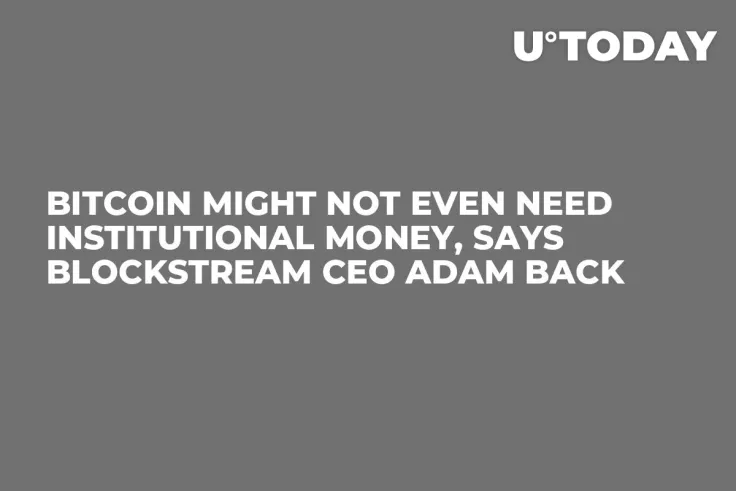 Bitcoin Might Not Even Need Institutional Money, Says Blockstream CEO Adam Back