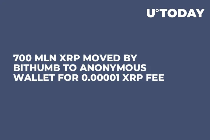 700 Mln XRP Moved by Bithumb to Anonymous Wallet for 0.00001 XRP Fee