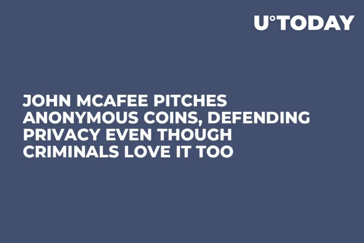 John McAfee Pitches Anonymous Coins, Defending Privacy Even Though Criminals Love It Too