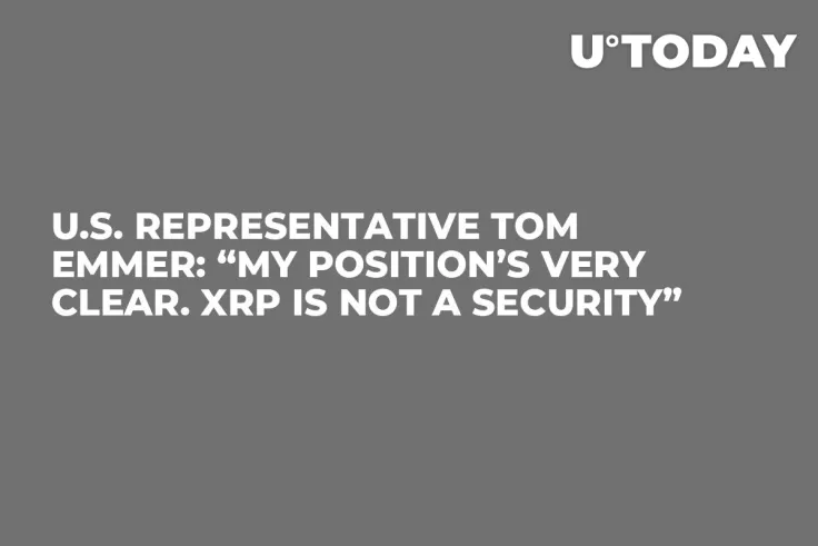 U.S. Representative Tom Emmer: “My Position’s Very Clear. XRP Is Not a Security”    