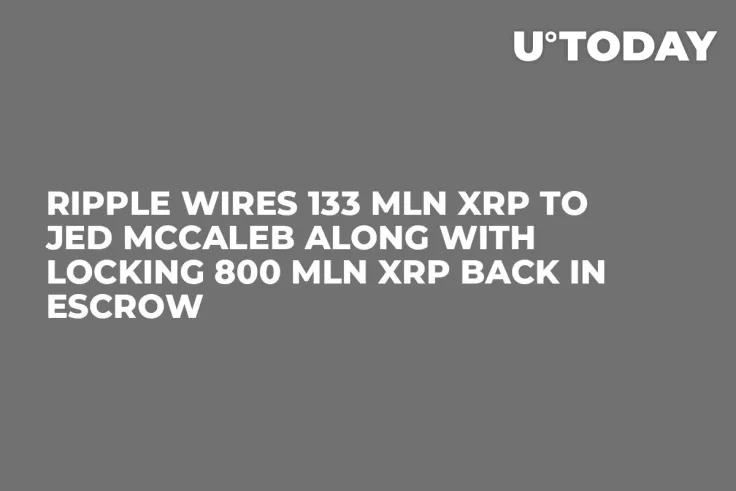 Ripple Wires 133 Mln XRP to Jed McCaleb Along with Locking 800 Mln XRP Back in Escrow