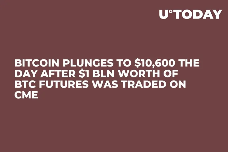 Bitcoin Plunges to $10,600 the Day After $1 Bln Worth of BTC Futures Was Traded on CME