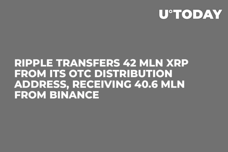 Ripple Transfers 42 Mln XRP from Its OTC Distribution Address, Receiving 40.6 Mln from Binance