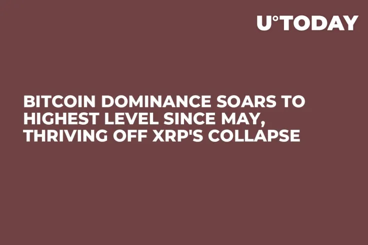 Bitcoin Dominance Soars to Highest Level Since May, Thriving off XRP's Collapse