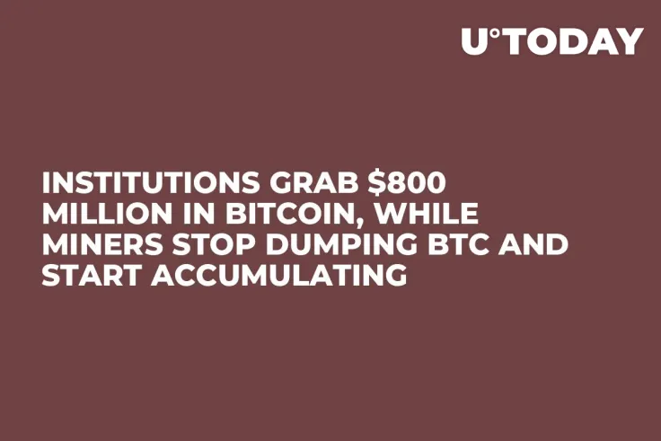 Institutions Grab $800 Million in Bitcoin, While Miners Stop Dumping BTC and Start Accumulating 
