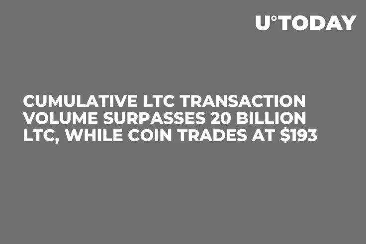 Cumulative LTC Transaction Volume Surpasses 20 Billion LTC, While Coin Trades at $193