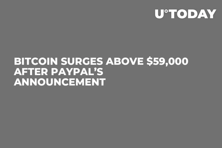 Bitcoin Surges Above $59,000 After PayPal’s Announcement