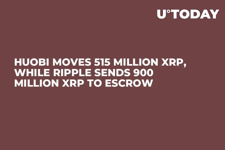 Huobi Moves 515 Million XRP, While Ripple Sends 900 Million XRP to Escrow