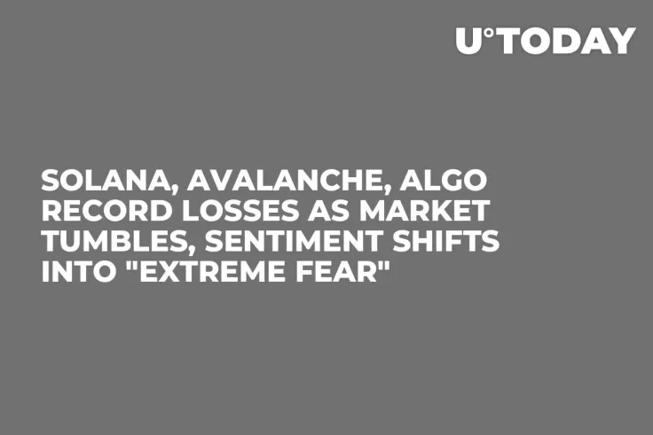 Solana, Avalanche, ALGO Record Losses as Market Tumbles, Sentiment Shifts into "Extreme Fear"