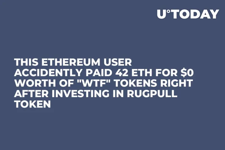 This Ethereum User Accidently Paid 42 ETH for $0 Worth of "WTF" Tokens Right After Investing in Rugpull Token